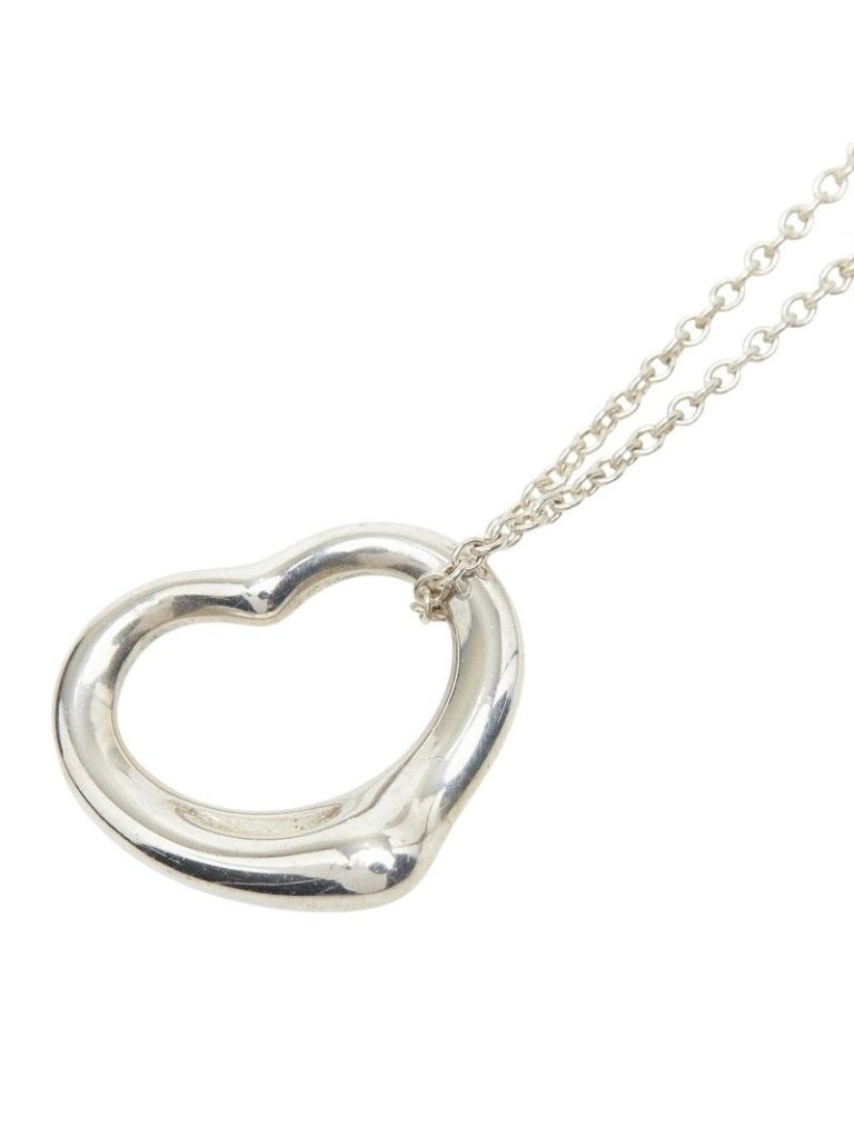 Tiffany & Co Elsa Peretti Open Heart Chain Pendant Necklace Silver